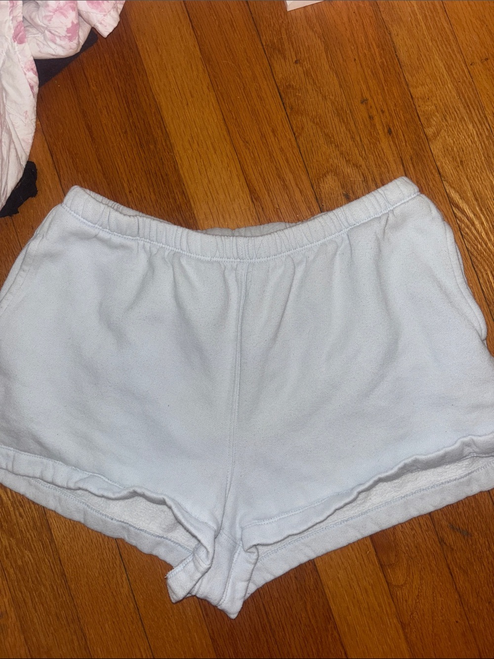 Casual Women's baby blue cotton Shorts - Elastic Waist